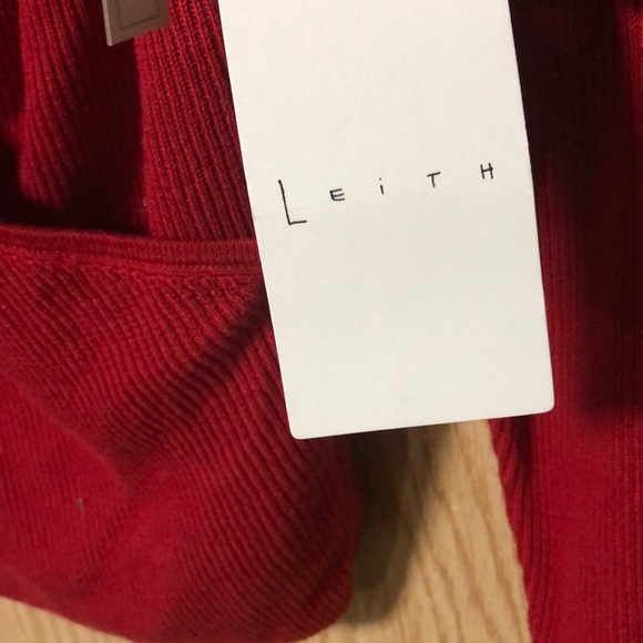 Leith Red Ribbed Wrap Sweater - Picture 4 of 6